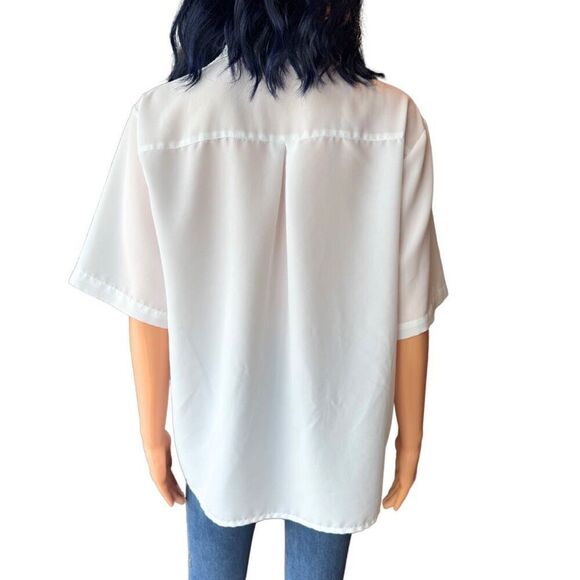 Vintage Yves St. Clair White Floral Embroidered Button Front Blouse Size Large - Picture 5 of 10